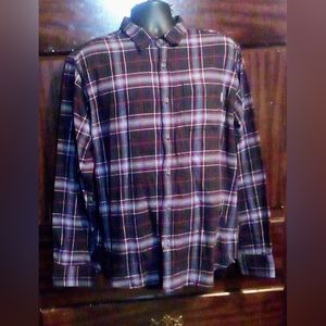 Eddie Bauer Long Sleeve Cotton Flannel Multi Color Stripes Shirt Men's 2XL